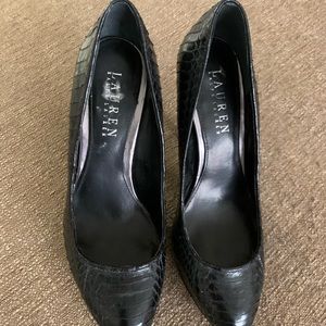 Black snake texture Ralph Lauren stiletto.